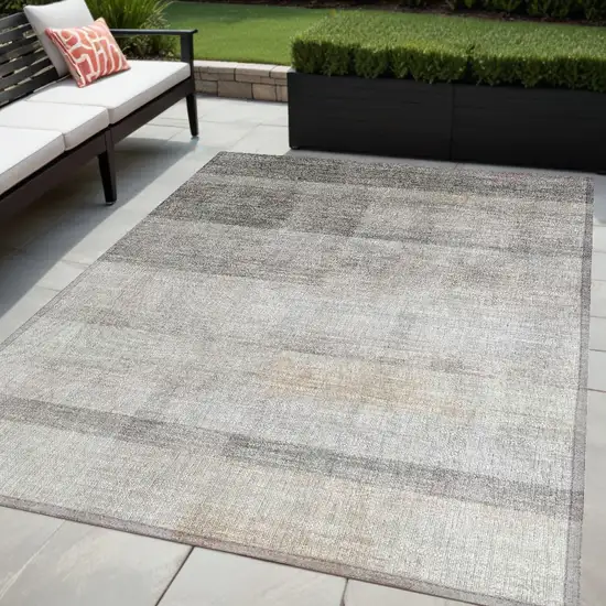 Taupe Ombre Washable Non Skid Indoor Outdoor Area Rug Photo 1