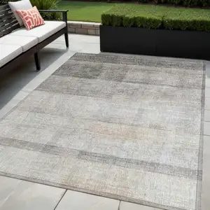 Photo of Taupe Ombre Washable Non Skid Indoor Outdoor Area Rug