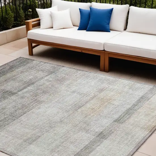 Taupe Ombre Washable Non Skid Indoor Outdoor Area Rug Photo 1