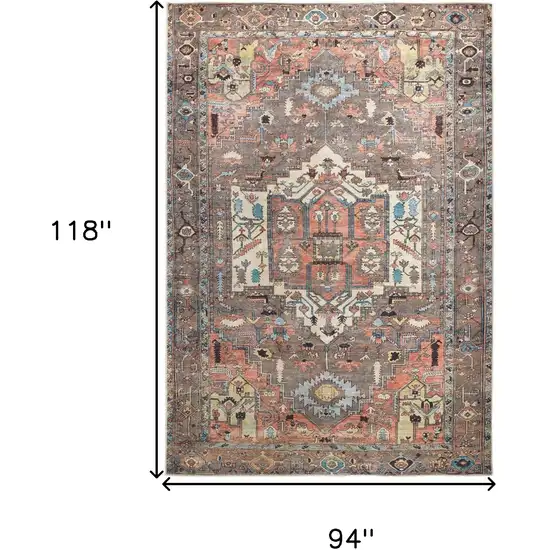 Taupe Red And Brown Floral Area Rug Photo 3