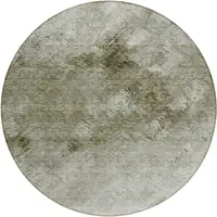 Photo of Taupe Round Abstract Washable Non Skid Indoor Outdoor Area Rug