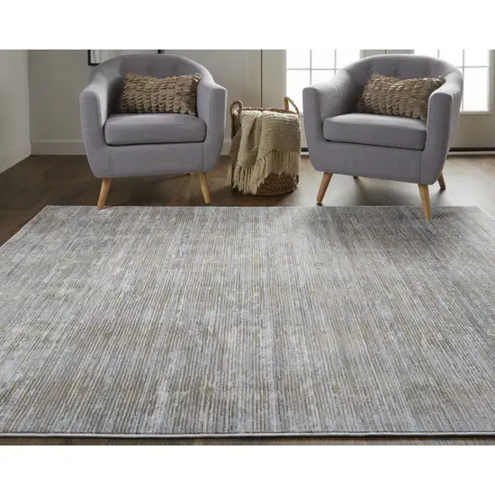 Taupe Silver And Tan Abstract Power Loom Area Rug Photo 3