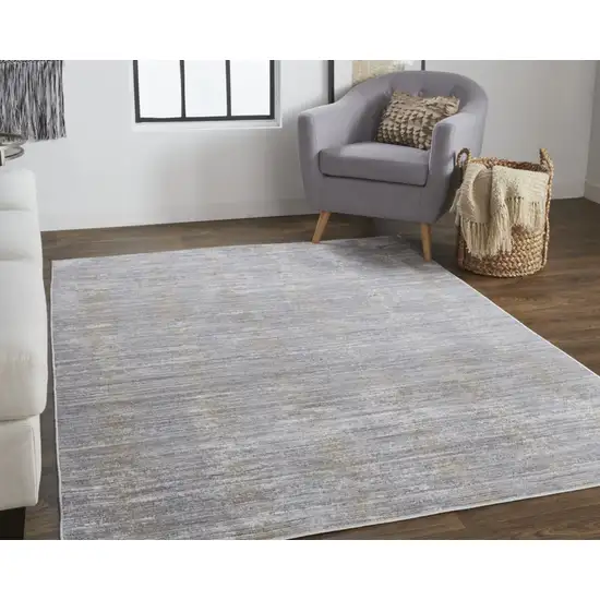 Taupe Silver And Tan Abstract Power Loom Area Rug Photo 2