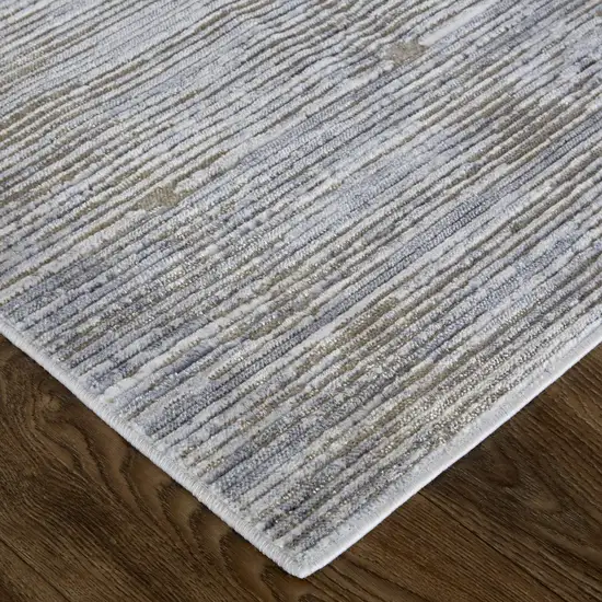 Taupe Silver And Tan Abstract Power Loom Area Rug Photo 8