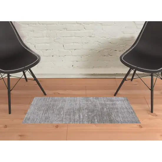 Taupe Silver And Tan Abstract Power Loom Area Rug Photo 2