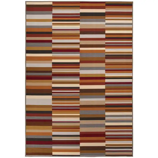 Taupe Striped Stain Resistant Non Skid Indoor Outdoor Area Rug Photo 1