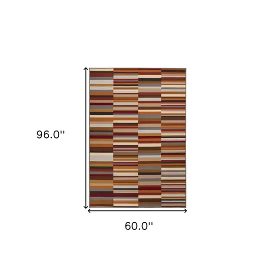 Taupe Striped Stain Resistant Non Skid Indoor Outdoor Area Rug Photo 9