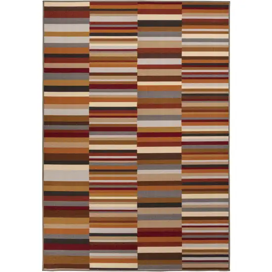 Taupe Striped Stain Resistant Non Skid Indoor Outdoor Area Rug Photo 1