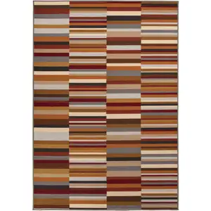 Photo of Taupe Striped Stain Resistant Non Skid Indoor Outdoor Area Rug