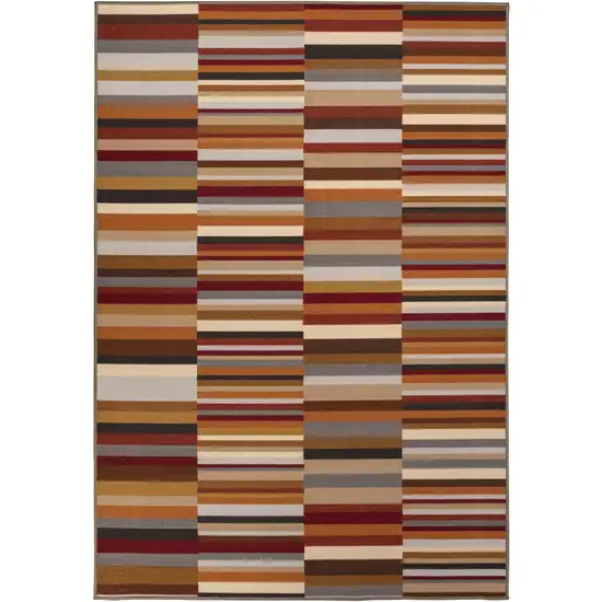 Taupe Striped Stain Resistant Non Skid Indoor Outdoor Area Rug Photo 1