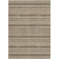 Photo of Taupe Striped Washable Non Skid Indoor Outdoor Area Rug