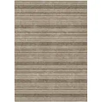 Photo of Taupe Striped Washable Non Skid Indoor Outdoor Area Rug