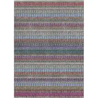 Photo of Taupe Striped Washable Non Skid Indoor Outdoor Area Rug