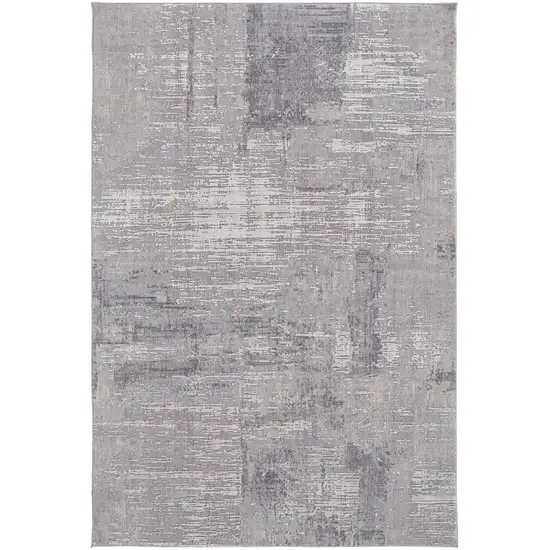 Taupe Tan And Blue Abstract Power Loom Distressed Stain Resistant Area Rug Photo 1