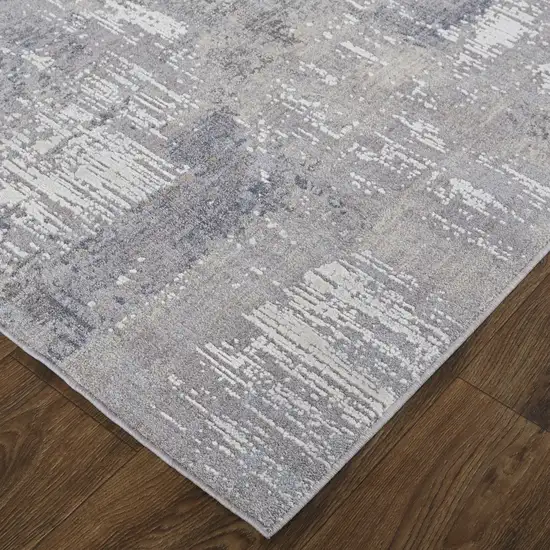 Taupe Tan And Blue Abstract Power Loom Distressed Stain Resistant Area Rug Photo 2