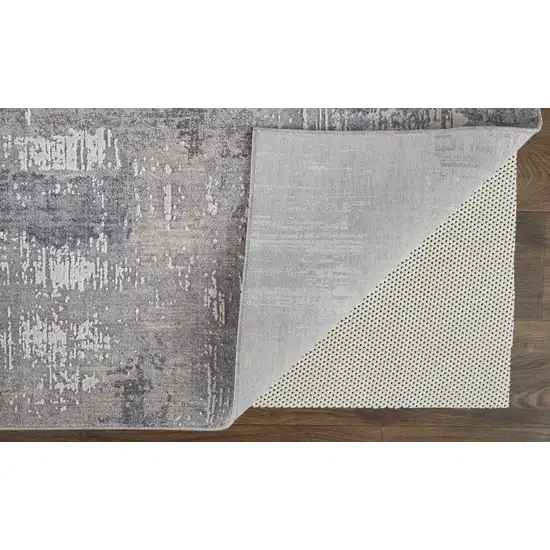 Taupe Tan And Blue Abstract Power Loom Distressed Stain Resistant Area Rug Photo 3