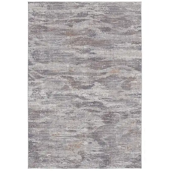 Taupe Tan And Orange Abstract Power Loom Distressed Stain Resistant Area Rug Photo 1