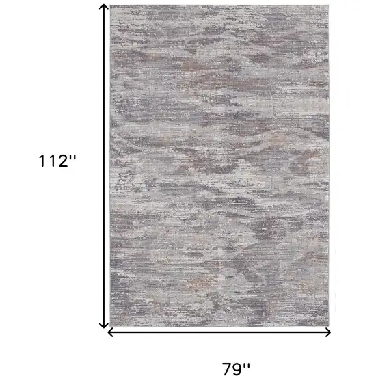 Taupe Tan And Orange Abstract Power Loom Distressed Stain Resistant Area Rug Photo 10