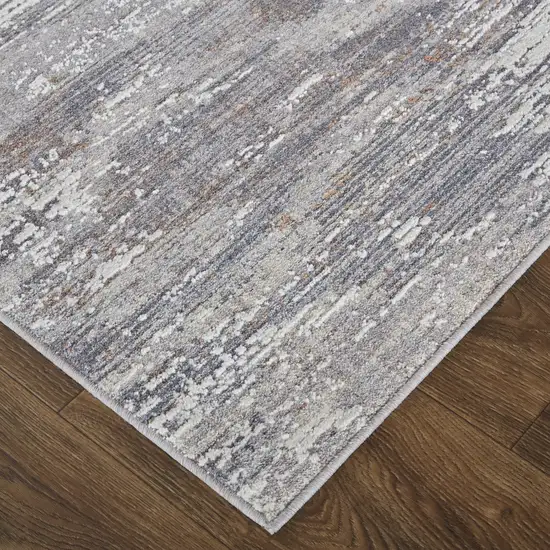 Taupe Tan And Orange Abstract Power Loom Distressed Stain Resistant Area Rug Photo 3