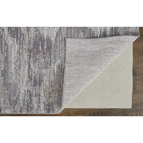 Taupe Tan And Orange Abstract Power Loom Distressed Stain Resistant Area Rug Photo 4