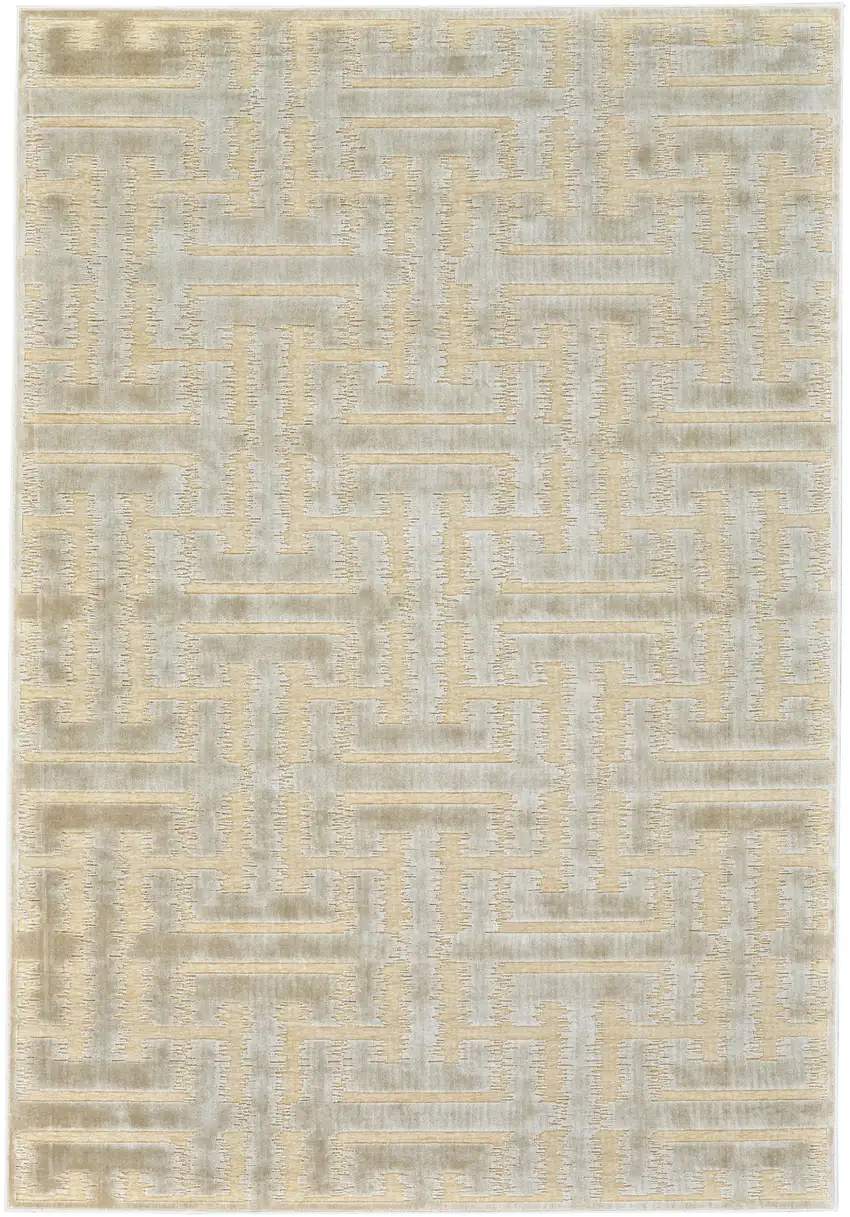 Taupe Tan and Gray Geometric Power Loom Area Rug Photo 2