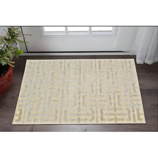 Taupe Tan and Gray Geometric Power Loom Area Rug Photo 1