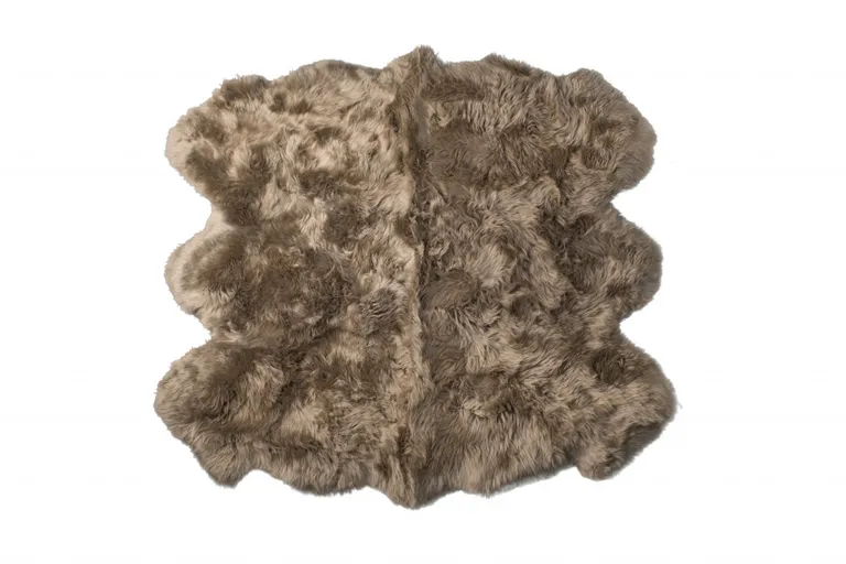 Taupe Wool Sheepskin Handmade Area Rug Photo 1