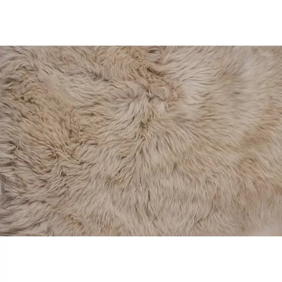 Taupe Wool Sheepskin Handmade Area Rug Photo 5