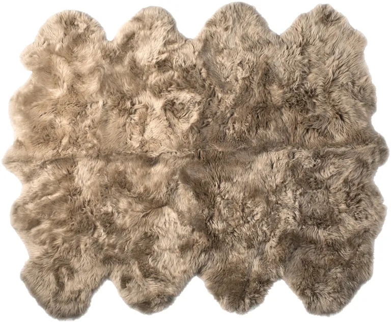 Taupe Wool Sheepskin Handmade Area Rug Photo 1