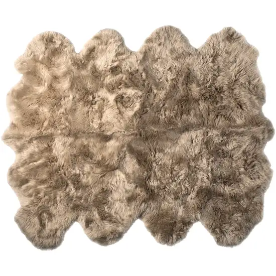 Taupe Wool Sheepskin Handmade Area Rug Photo 1