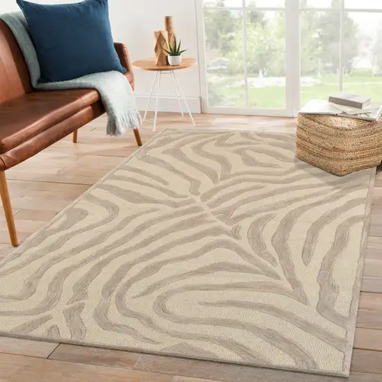 Taupe Zebra Pattern Area Rug Photo 8