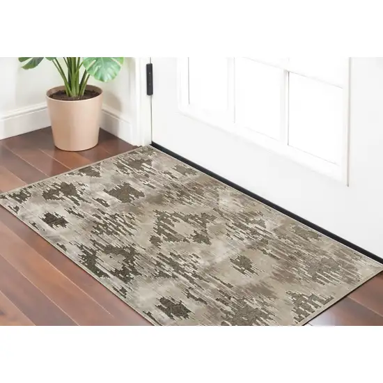 Taupe and Brown Abstract Power Loom Area Rug Photo 1