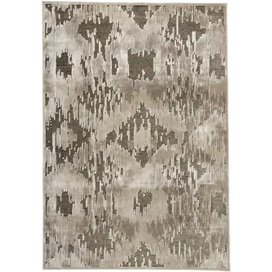 Taupe and Brown Abstract Power Loom Area Rug Photo 2