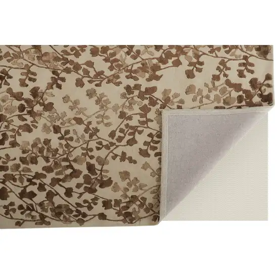 Taupe and Brown Floral Hand Tufted Area Rug Photo 4