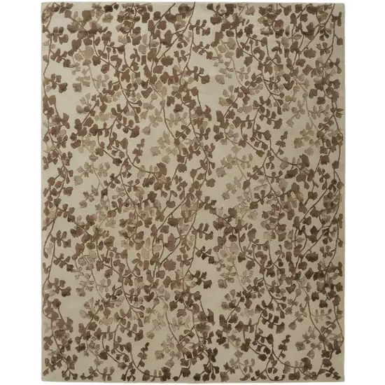 Taupe and Brown Floral Hand Tufted Area Rug Photo 1