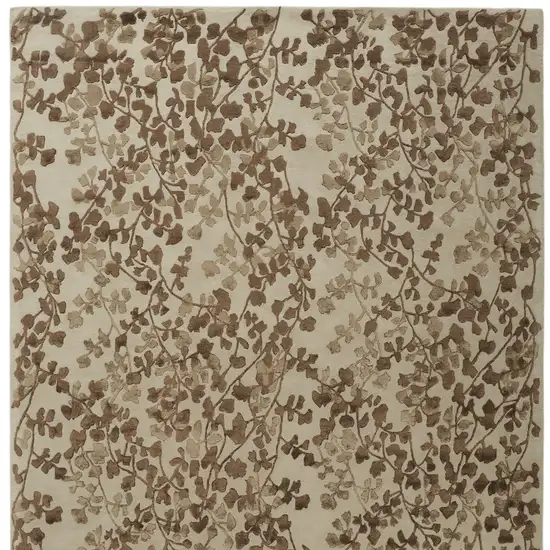 Taupe and Brown Floral Hand Tufted Area Rug Photo 3