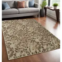 Photo of Taupe and Brown Floral Hand Tufted Area Rug