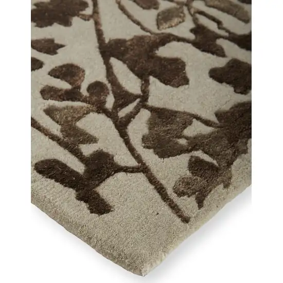 Taupe and Brown Floral Hand Tufted Area Rug Photo 5