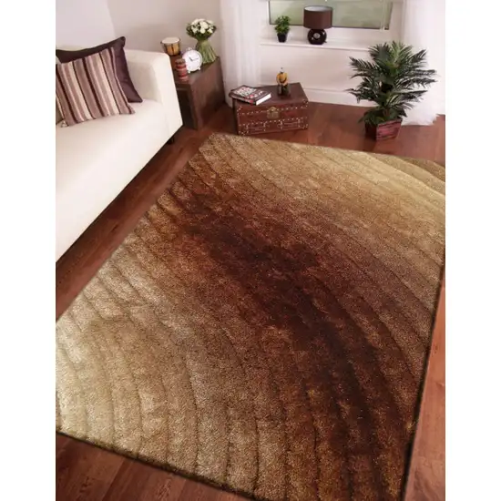 Taupe and Brown Shag Hand Tufted Area Rug Photo 5