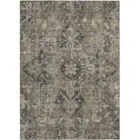 Photo of Taupe and Dark Taupe Oriental Washable Non Skid Indoor Outdoor Area Rug