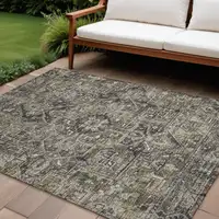 Photo of Taupe and Dark Taupe Oriental Washable Non Skid Indoor Outdoor Area Rug