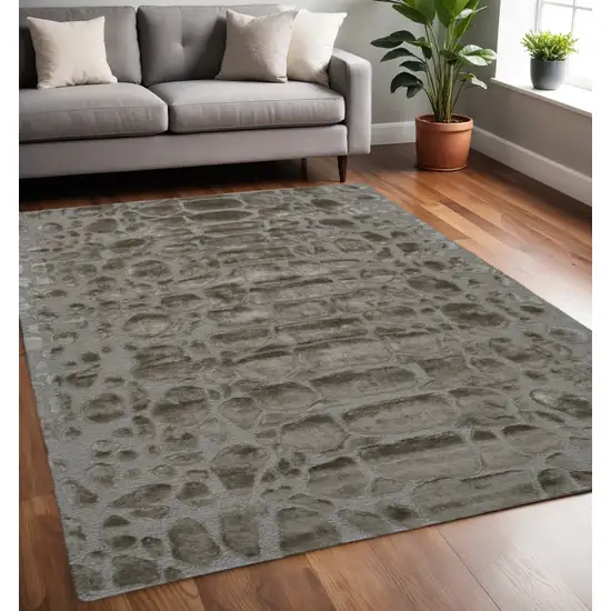 Taupe and Gray Abstract Hand Tufted Area Rug Photo 1