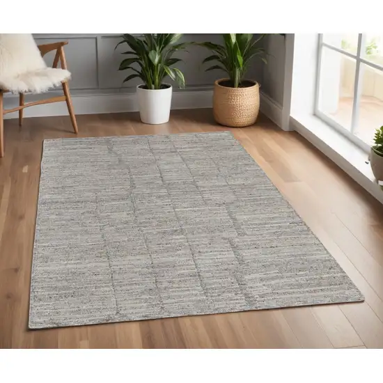 Taupe and Gray Abstract Hand Woven Worn Faded Area Rug Photo 1