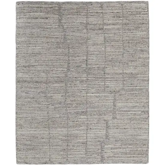 Taupe and Gray Abstract Hand Woven Worn Faded Area Rug Photo 4