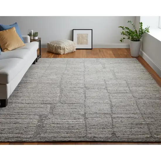 Taupe and Gray Abstract Hand Woven Worn Faded Area Rug Photo 8