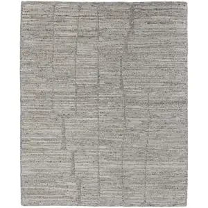 Photo of Taupe and Gray Abstract Hand Woven Worn Faded Area Rug