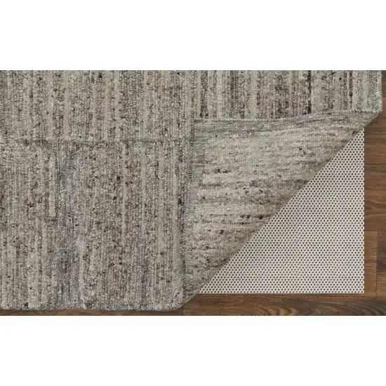 Taupe and Gray Abstract Hand Woven Worn Faded Area Rug Photo 7