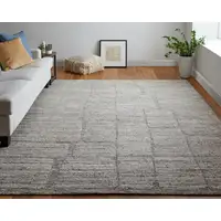 Photo of Taupe and Gray Abstract Hand Woven Worn Faded Area Rug