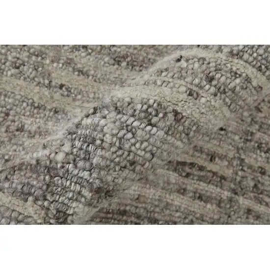 Taupe and Gray Abstract Hand Woven Worn Faded Area Rug Photo 8