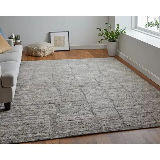 Taupe and Gray Abstract Hand Woven Worn Faded Area Rug Photo 6